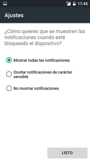 Seleccione la opción deseada y seleccione LISTO