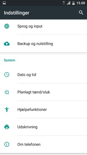 Scroll til og vælg Om telefonen