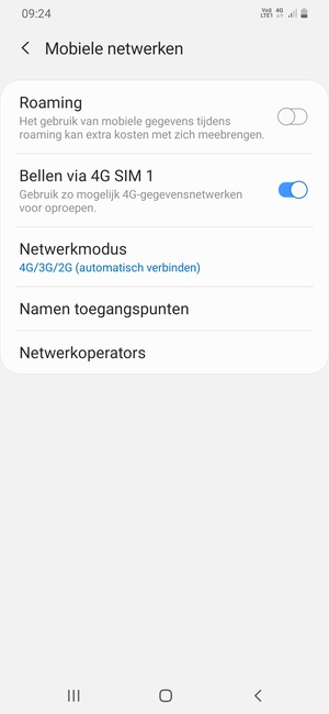 Om van netwerk te wisselen in geval van netwerkproblemen, selecteert u Netwerkoperators