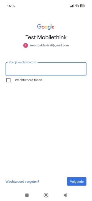 Voer uw Gmail wachtwoord in en selecteer Volgende