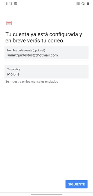 Déle a su cuenta un nombre y escriba su nombre. Seleccione SIGUIENTE