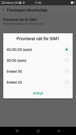 Tryck på ditt föredragna alternativ