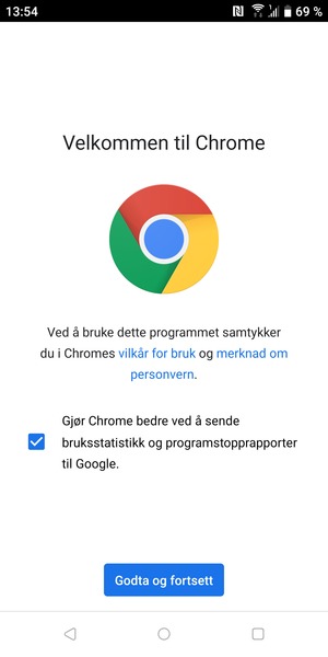 Velg Godta og fortsett