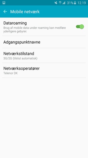 Slå Dataroaming til eller fra