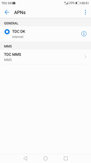 Select the Internet access point