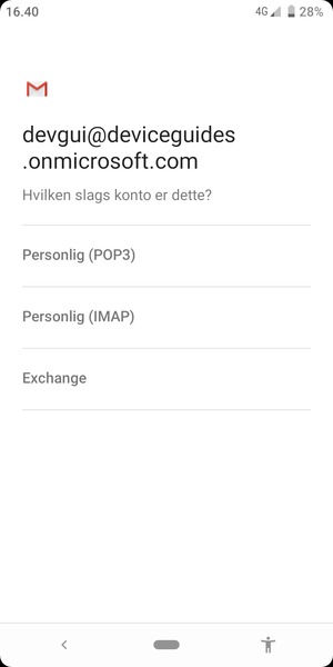 Vælg Exchange