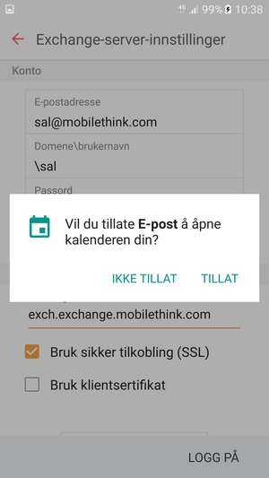 Velg ønsket alternativ
