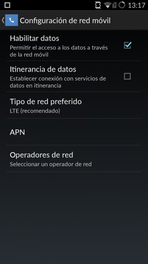 Seleccione Tipo de red preferido