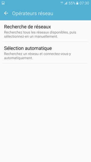 Sélectionnez Recherche  de réseaux