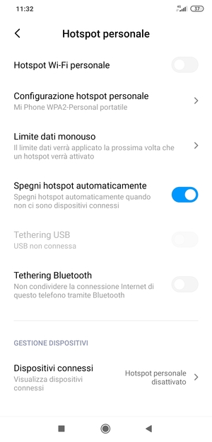Seleziona Configurazione hotspot personale