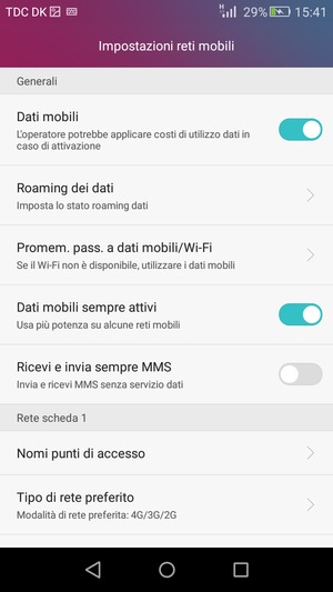 Seleziona Nomi punti di accesso