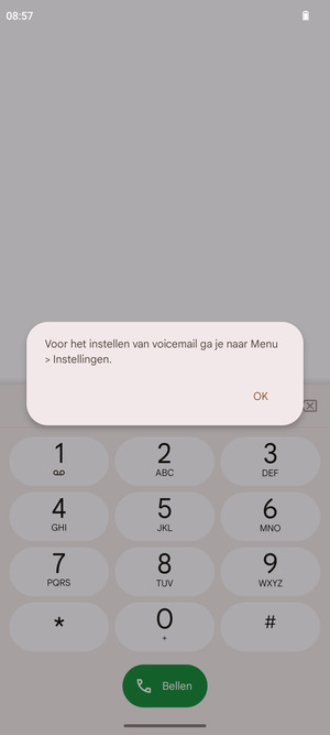 Als uw voicemail niet geïnstalleerd is, selecteert u OK
