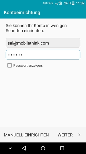 Geben Sie Ihre E-Mail-Adresse und Ihr Passwort ein. Wählen Sie WEITER