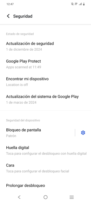El teléfono ha sido asegurado con un bloqueo de pantalla