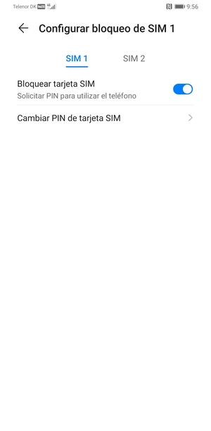 Seleccione SIM 1 o SIM 2 y seleccione Cambiar PIN de tarjeta SIM