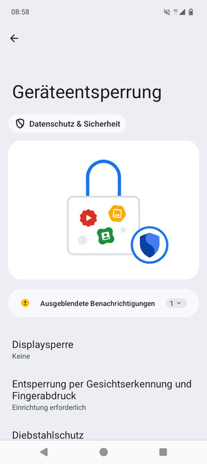 Wählen Sie Displaysperre