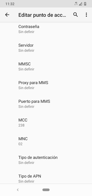 Desplácese hacia abajo e introduzca la información de Internet