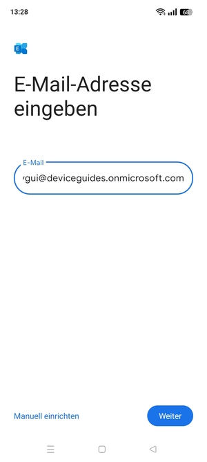 Geben Sie Ihre E-Mail-Adresse ein und wählen Sie Manuell einrichten