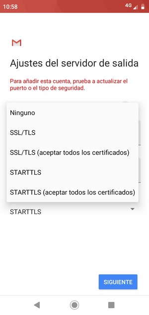 Seleccione Ninguna y SIGUIENTE