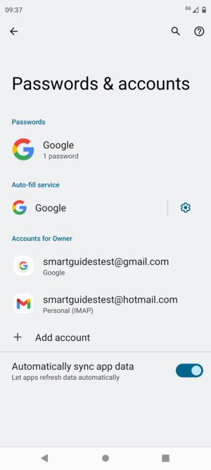 Select your Google account