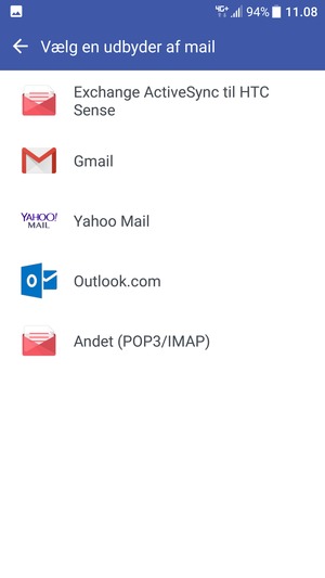 Vælg Andet (POP3/IMAP)