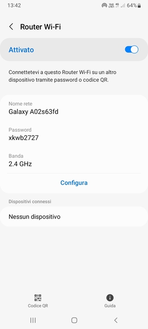 Il telefono è ora pronto per essere usato come modem