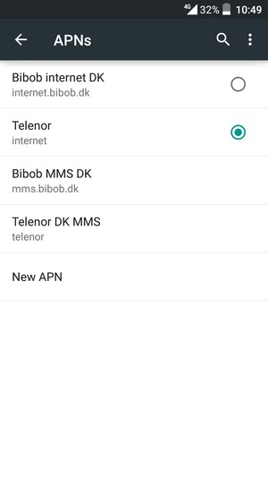 If your screen looks like this, select the New APN