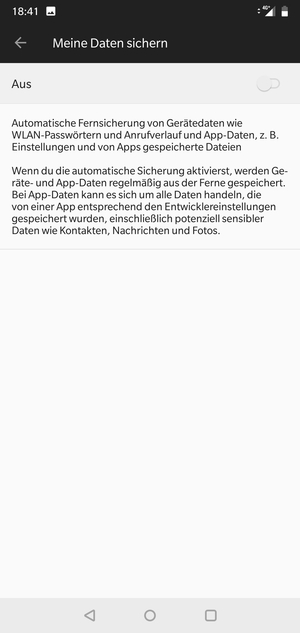 Schalten Sie Meine Daten sichern ein