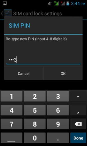 Confirm your new SIM PIN and select OK