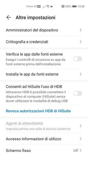 Seleziona Crittografia e credenziali