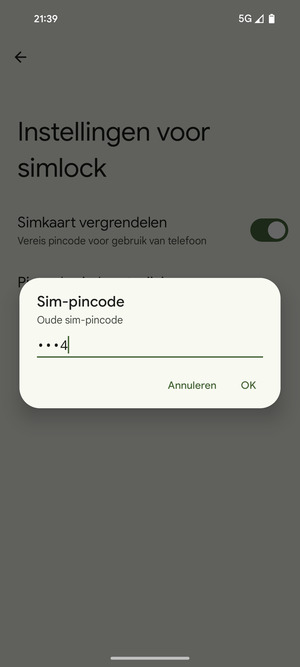 Voer uw Oude sim-pincode in en selecteer OK