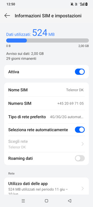 Per modificare la rete, in presenza di problemi, disattiva Seleziona rete automaticamente