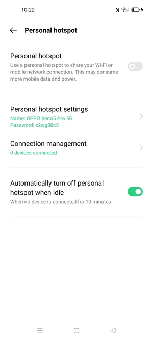 Turn on Personal hotspot