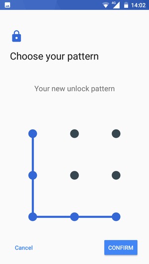 Draw the unlock pattern again and select CONFIRM