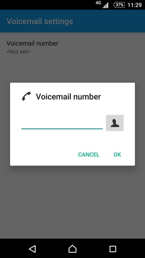 Enter the Voicemail number and select OK