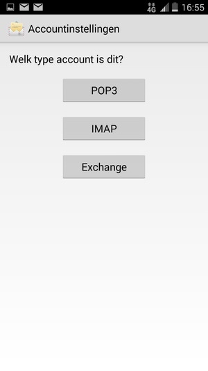 Selecteer POP3 of IMAP