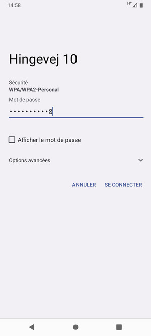 Saisissez le mot de passe du Wi-Fi et sélectionnez SE CONNECTER