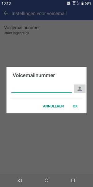Voer het Voicemailnummer in en selecteer OK