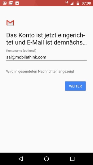 Geben Sie Ihrem Konto einen Namen und wählen Sie WEITER