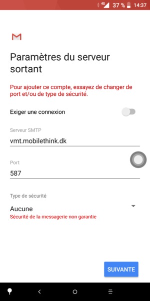 Sélectionnez SUIVANTE