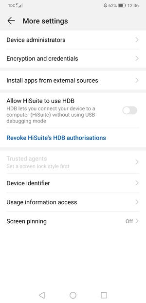 Select Encryption and credentials
