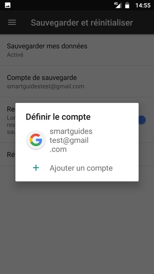 Sélectionnez votre compte de sauvegarde