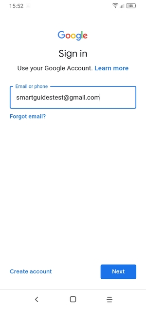 Enter your Gmail  address and select Next