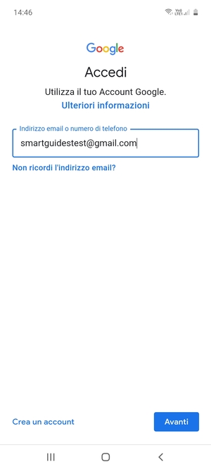Inserisci il tuo indirizzo Gmail e seleziona Avanti