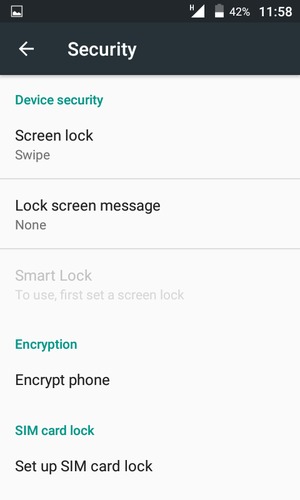 Select Screen lock