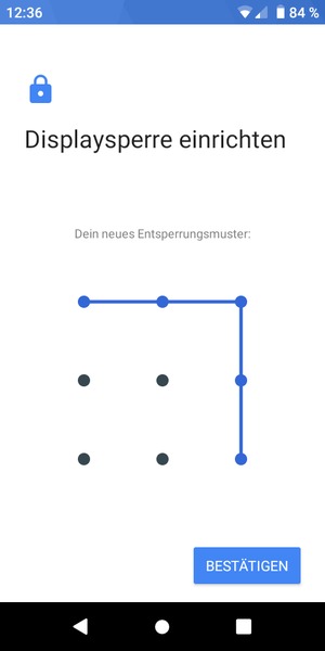 Zeichnen Sie das Entsperrmuster erneut und wählen Sie BESTÄTIGEN