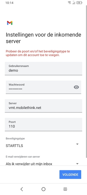 Selecteer Beveiligingstype