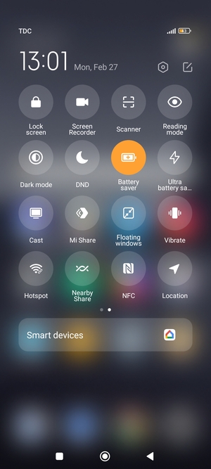 Turn on Battery saver