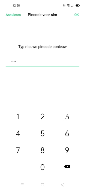 Bevestig uw nieuwe pincode voor de simkaart en selecteer OK