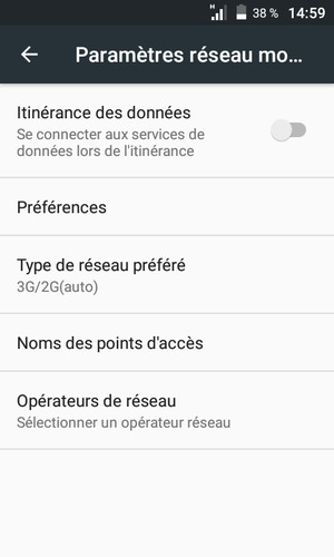 Pour changer de réseau en cas de problèmes de réseau, sélectionnez Opérateurs de réseau